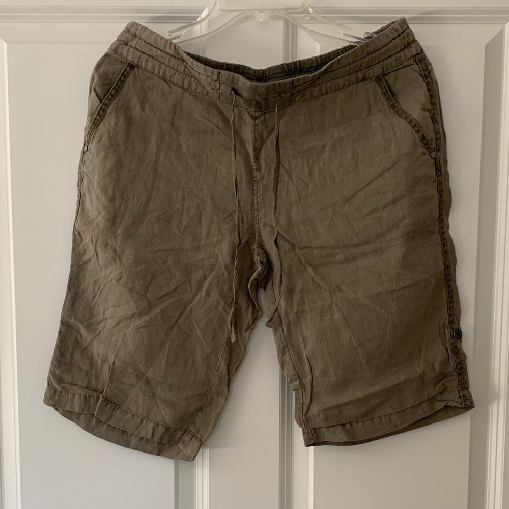 Michael Stars Women's Tan Flat Front Linen Shorts